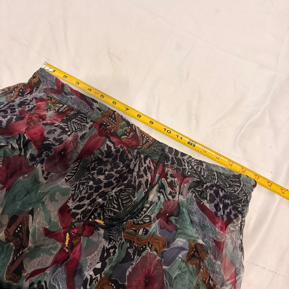 XESSORIUM Vintage 90s Stunning Floral and leopard Print flowy rayon maxi skirt - Picture 10 of 13